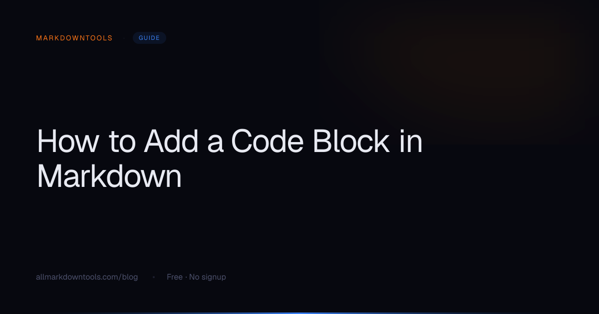 How to Add a Code Block in Markdown | MarkdownTools