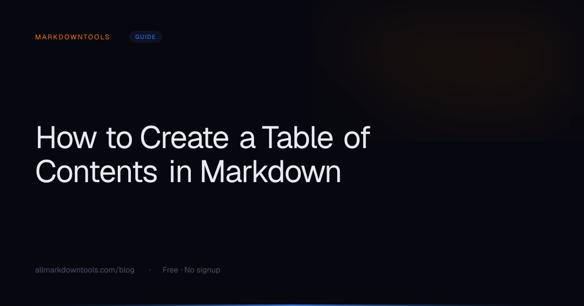 How to Create a Table of Contents in Markdown | MarkdownTools